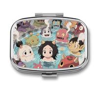 Yokai Onsen Bathroom Pill Box, Travel Pill Organizer, 2 Compartments, Weekly Pill Case with One Day Mirror, Medicine Organizer for Purse, Pocket or