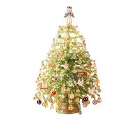 Yokawe DIY Beaded Christmas Tree Kit with with LED Lights Colorful Beads | Complete Crafting Set, 20 cm Finished Tree, Button Batteries Included, Handmade Festive Centrepiece