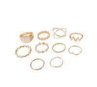 Yokawe Fashionable Rings Statement 10pcs Gold Knuckle Set for Women Girls Boho Twist Cross Irregular Geometric Stackable Midi Pack Sets