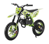 Yokawe Kids Dirt Bike, 49cc 2-Stroke Gas Powered Motocross, Off Road Mini Motorcycle, Children Pocket Motorbike, Front Rear Disc Brakes, Pull Start, 10 Inch Off-Road Tires, Shock Absorption Green