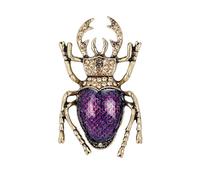 Yokawe Vintage Beetle Brooch Pin Shape Rhinestones Inlaid Enamel Vivid Appearance Coat Lapel Bag Shawl Badge Jewelry Golden