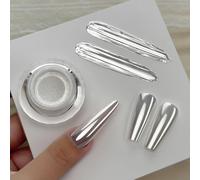 Yokefellow GleamTap Cushion White Pearl Chrome Nail Powder,Mirror Effect Pearlescent Pigment Glitter Dust Nail Art Decoration for Home DIY Salon Manicure (GT212 Pearl White