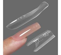 YOKEFELLOW Original Sandwich Nails Dual Forms - 240Pcs Nail Mold for Quick Nails Extension, No Paper Forms Needed, 15 Sizes Plastic Form, Salon Nail Art Tools(W558-Almond)