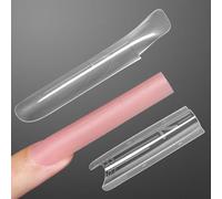 YOKEFELLOW Original Sandwich Nails Dual Forms - 240Pcs Nail Mold for Quick Nails Extension, No Paper Forms Needed, 15 Sizes Plastic Form, Salon Nail Art Tools(W556-Long Square)