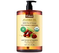 Yoken Pure Jojoba Oil 16 fl oz - 100% Natural Jojoba Oil for Hair, Skin & Face, Cold Pressed Unrefined, Deeply Moisturizing Jojoba Carrier Oil for Essential Oils Mixing, Soap Making