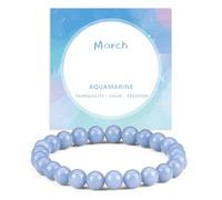 YOKIKA March Birthstone Gifts, Aquamarine Bracelet Aquamarine Crystal Bracelets for Womens, Adjustable Bead Healing Bracelets March Birthday Gifts Jewellery for Mum Best Friend, Birthday Christmas