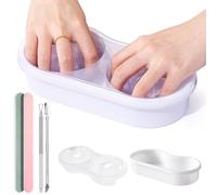 Yokilly Dual Nail Soak off Bowl: Acetone Acrylic Remover Kit - Soak Off Bowls for Gel Nail Polish Dip Powder Cuticle Remover - Nail Soaking Manicure Bowl for Salon Home (D2-White for most hands)