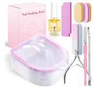 Yokilly Nail Soak off Bowl: 12PCS Acetone Acrylic Remover Kit - Nail Soaking Manicure Bowl for Gel Nail Polish Dip Powder Remover - Soak Off Bowls with 20ml Cuticle Oil for Salon Home (1-Pink Bowl)