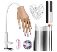 Yokilly Practice Hand for Acrylic Nails: Silicone Acrylic Nail Practice Hand Flexible Fake Nail Training Hand Model with Nail Tips Won't Fall off - Mannequin Hand Kit for Beginners Nail Art
