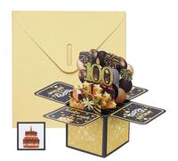 YOKIVE 1 Pcs 3D Birthday Card, 100th Fold Out Birthday Card with Envelope and Small Card for Birthday Party Anniversary Celebration Surprise Greeting Gift, Black Gold Tone