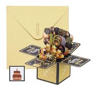 YOKIVE 1 Pcs 3D Birthday Card, 16th Fold Out Birthday Card with Envelope and Small Card for Birthday Party Anniversary Celebration Surprise Greeting Gift, Black Gold Tone