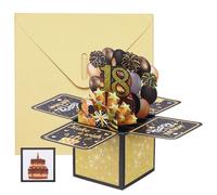 YOKIVE 1 Pcs 3D Birthday Card, 18th Fold Out Birthday Card with Envelope and Small Card for Birthday Party Anniversary Celebration Surprise Greeting Gift, Black Gold Tone