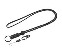 YOKIVE 1 Pcs Paracord Lanyards, Necklace Keychain Cord Metal Clasp Hooks Ring Straps | Great for Home Keys, ID Cards, Badge Holders (Black, 20.5-Inch)