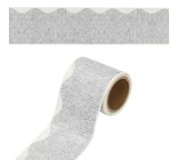 YOKIVE 1 Roll Scalloped Border Trim, 16.4Ft Wavy Line Bulletin Board Border for Bulletin Board Classroom Chalkboard Home Wall Office Decoration, Grain Silver