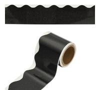 YOKIVE 1 Roll Scalloped Border Trim, 16.4Ft Wavy Line Bulletin Board Border for Bulletin Board Classroom Chalkboard Home Wall Office Decoration, Grain Black