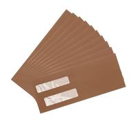 YOKIVE 10 Pcs Double Window Envelopes, Business Security Seal Envelopes Tax Self Adhesive Envelope, Great for Check, Tax, Invoice, Documents (Light Brown, 4 1/8 Inch x 9 1/2 Inch)