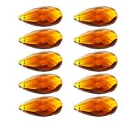 YOKIVE 10 Pcs K9 Crystal Pendants Teardrop Beads, Crystals Prisms Charms Hanging Dangle with Hole Great for Windows Lamp Decorations (Amber, 1.5 Inch)