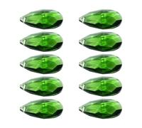 YOKIVE 10 Pcs K9 Crystal Pendants Teardrop Beads, Crystals Prisms Charms Hanging Dangle with Hole Great for Windows Lamp Decorations (Green, 1.5 Inch)