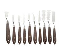 YOKIVE 10 Pcs Stainless Steel Palette Knife, Professional Art Spatula Set Oil Painting Accessories Color Mixing Scraper with Plastic Handle, Great for Canvas Acrylic Painting (Brown)