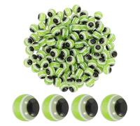 YOKIVE 100 Pcs 8mm Evil Eye Beads, Resin Turkish Evil Eye Charm Handmade Round Beads Loose Spacer Beads Great for DIY Art Craft Bracelet Necklace Earrings Making (Green)