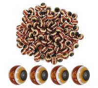 YOKIVE 100 Pcs 8mm Evil Eye Beads, Resin Turkish Evil Eye Charm Handmade Round Beads Loose Spacer Beads Great for DIY Art Craft Bracelet Necklace Earrings Making (Brown)