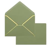 YOKIVE 100Pcs A7 Envelopes, Self Adhesive V Flap Mailing Envelopes with Gold Border, Quick Self Seal, Great for Cards Postcard (Light Green, 5 x 7-Inch)