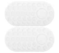 YOKIVE 12 Pcs Round Palette, Pigment Tray 10 Well Plastic Paint Pallets, Color Mixing Tray, Great for Watercolor, Oil Paint, Artwork (White, 6.7-Inch)