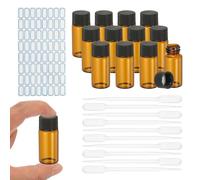 YOKIVE 12Pcs Glass Sample Vials, 10ml Clear Brown Liquid Sample Vials Leak-Proof Storage Glass Bottles with Screw Caps Labels Droppers, Great for Lab, Essential Oil, Reagent (Clear Brown)
