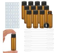 YOKIVE 12Pcs Glass Sample Vials, 15ml Clear Brown Liquid Sample Vials Leak-Proof Storage Glass Bottles with Screw Caps Labels Droppers, Great for Lab, Essential Oil, Reagent (Clear Brown)