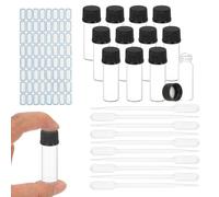 YOKIVE 12Pcs Glass Sample Vials, 2ml Clear Liquid Sample Vials Leak-Proof Storage Glass Bottles with Screw Caps Labels Droppers, Great for Lab, Essential Oil, Reagent (Clear)