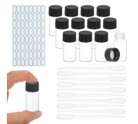 YOKIVE 12Pcs Glass Sample Vials, 3ml Clear Liquid Sample Vials Leak-Proof Storage Glass Bottles with Screw Caps Labels Droppers, Great for Lab, Essential Oil, Reagent (Clear)