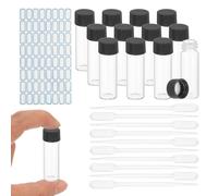 YOKIVE 12Pcs Glass Sample Vials, 4ml Clear Liquid Sample Vials Leak-Proof Storage Glass Bottles with Screw Caps Labels Droppers, Great for Lab, Essential Oil, Reagent (Clear)