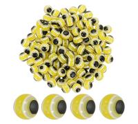 YOKIVE 150 Pcs 8mm Evil Eye Beads, Resin Turkish Evil Eye Charm Handmade Round Beads Loose Spacer Beads Great for DIY Art Craft Bracelet Necklace Earrings Making (Yellow)