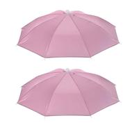 YOKIVE 2 Pack Umbrella Hat, Folded Sun Rain Caps Hand Free Fish Umbrella Hats Great for Hiking, Fishing, Camping, Sports (Pink, 20-Inch)