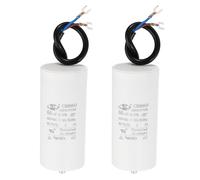 YOKIVE 2 Pcs 60uF CBB60 Running Capacitor, Run Capacitor with 2 Wires Screw, AC 450V Start Up Motors, Great for Air Compressors, Pumps (White, 111x51mm)