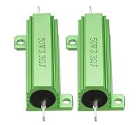 YOKIVE 2 Pcs Aluminum Case Resistor, Office LED Converter Replacement Wirewound Resistance, Great for Daily Use (Green, 50W 3.3 Ohm)