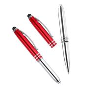 YOKIVE 2 Pcs Ballpoint Pen with Stylus Tip and LED Flashlight, 3 in 1 Black Ink Metal Shell Pen 1.0mm Pen Tip, Great for Touch Screen, Office, Home, Writing, Studio, Drawing(125mm, Red)