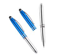 YOKIVE 2 Pcs Ballpoint Pen with Stylus Tip and LED Flashlight, 3 in 1 Black Ink Metal Shell Pen 1.0mm Pen Tip, Great for Touch Screen, Office, Home, Writing, Studio, Drawing(125mm, Blue)