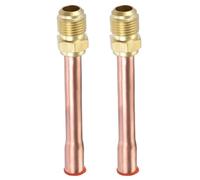 YOKIVE 2 Pcs Brass Fitting with Copper Pipe, Air Conditioning Unit Fitting 45 Degree Flared Connector Adapter, Great for Air Conditioner (3/8" Flare Thread)