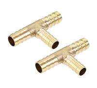 YOKIVE 2 Pcs Brass Hose Barb Tee, T Shaped 3 Way Barbed Hose Connector Splicer Joint | Hose Fittings, Great for Water, Fuel (Brass, 3/8 x 3/8 x 5/16-Inch)