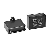 YOKIVE 2 Pcs CBB61 Run Capacitor, 450V AC 4uF 50/60Hz 2 Pin Run Round Capacitor, Low Loss, Great for Washing Machines Motor (Black)