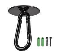 YOKIVE 2 Pcs Ceiling Hanging Hook, Pad Eye Snap Hook with Round Plate Hanging Plants, Great for Office, Home, Daily Use (Black, 1.6x2.1-Inch)