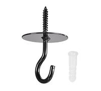 YOKIVE 2 Pcs Ceiling Hanging Hook, Wall Mounted Hook with Round Plate Hanging Plants, Great for Office, Home, Daily Use (Black, 1.6x2.6-Inch)