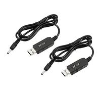 YOKIVE 2 Pcs DC 5V to DC 12V USB Step Up Voltage Converter, Power Cable with DC Jack 3.5mm x 1.35mm,Great for Routers, Car Driving Recorder (Black, 6W 1A)
