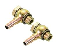 YOKIVE 2 Pcs Hose Barb Fitting Elbow, Barbed M14x1.5 Male Thread Adapter Connector, Great for Gas, Water, Oil, Fuel Pipelines (Gold, 10-mm)