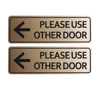 YOKIVE 2 Pcs Please Use Other Door Sign, ABS Plastic Self-Adhesive Use Other Door Sign Sticker with Arrow, Great for Business Office Entrance Stores(Brushed Gold, 6 x 2.-Inch)