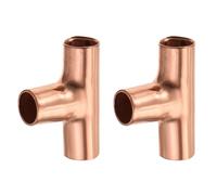 YOKIVE 2 Pcs Tee Copper Fitting, Plumbing 3 Way Copper Tube Pipe Fitting Welding Joint Connector Adapter, Great for HVAC, Air Conditioner (1/4" Inner Dia.)