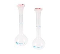 YOKIVE 2 Pcs Volumetric Measuring Flask, Plastic Flask with Long Neck | for Chemical Measuring and Storage, Great for Lab, Daily Use (Clear, 50ml)