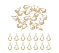 YOKIVE 20 Pcs Faceted Teardrop Rhinestone Gemstone Charms, Gold Plated Glass Crystal Dangle Pendants, Great for Necklace Earring Bracelet Pendant Jewelry DIY Craft(White, 16 x 9mm)