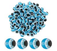 YOKIVE 200 Pcs 10mm Evil Eye Beads, Resin Turkish Evil Eye Charm Handmade Round Beads Loose Spacer Beads Great for DIY Art Craft Bracelet Necklace Earrings Making (Lake Blue)